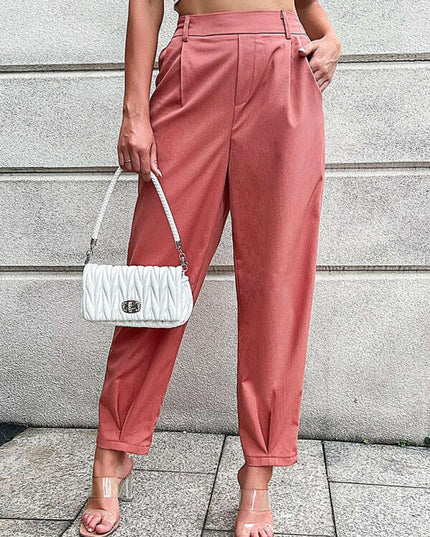 Women's Woven Casual Elastic Waist Cropped Pants