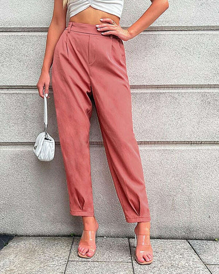 Women's Woven Casual Elastic Waist Cropped Pants