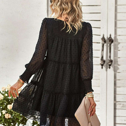 Women's Solid Color Elegant Jacquard Dress