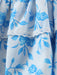 European Elegance Floral Print V-Neck Layered Skirt