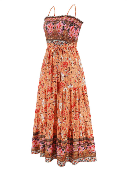 Bohemian Goddess Women's Floral Maxi Dress with Straps