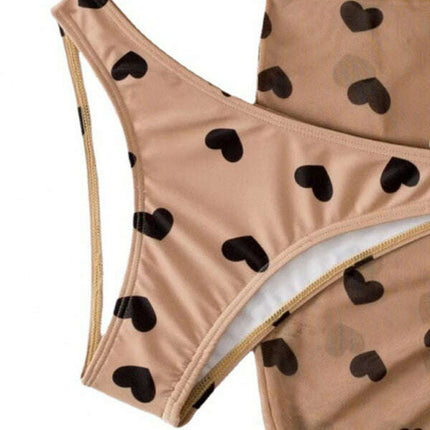 Women's love print two-piece bikini three-piece set