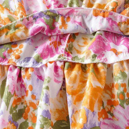 Enchanting Backless Floral Ruffle Dress