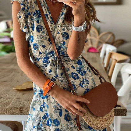 Summer Floral V-Neck Dress for Holidays