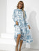 Printed Loose Fit Round Neck Cropped Sleeve Dress for Effortless Style