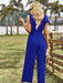 Women's woven temperament commuting waist slimming sleeveless jumpsuit