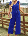 Women's woven temperament commuting waist slimming sleeveless jumpsuit