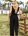 Women's woven temperament commuting waist slimming sleeveless jumpsuit