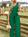 Women's woven temperament commuting waist slimming sleeveless jumpsuit