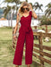 Women's woven temperament commuting waist slimming sleeveless jumpsuit