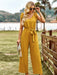 Women's woven temperament commuting waist slimming sleeveless jumpsuit