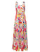 Holiday Boho Print Sling Swing Dress with Panel Detail