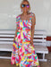 Boho Chic Holiday Print Swing Dress with Sling Panels