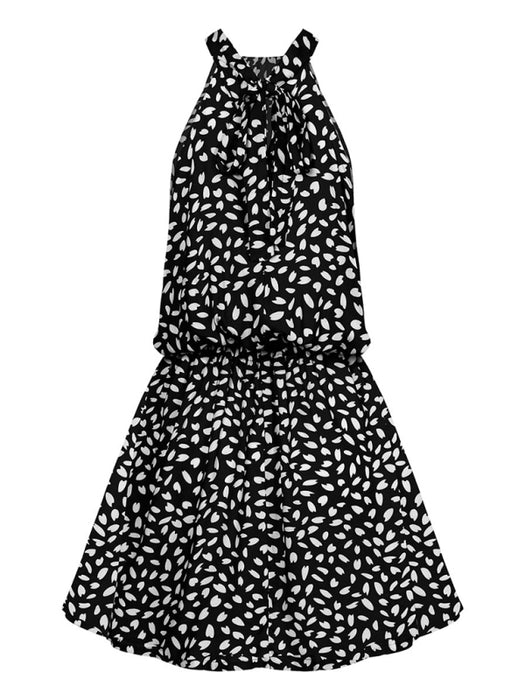 Heart Print Off-Shoulder Halter Mini Dress - Elegant and Flirty Choice