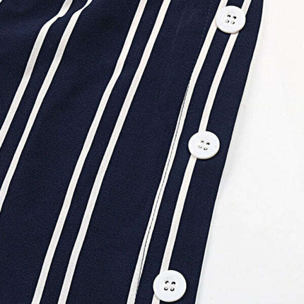 Women's striped commuter style slit high waist wide leg pants