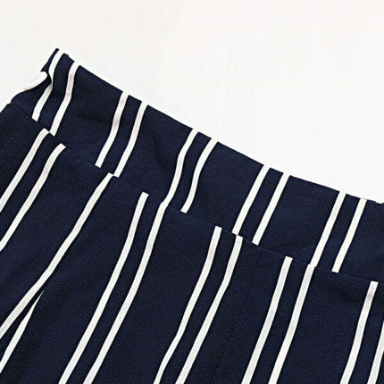 Women's striped commuter style slit high waist wide leg pants