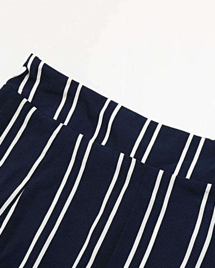 Women's striped commuter style slit high waist wide leg pants
