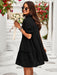 Sophisticated Lapel Collar Puff Sleeve Dress for Fashionable Ladies