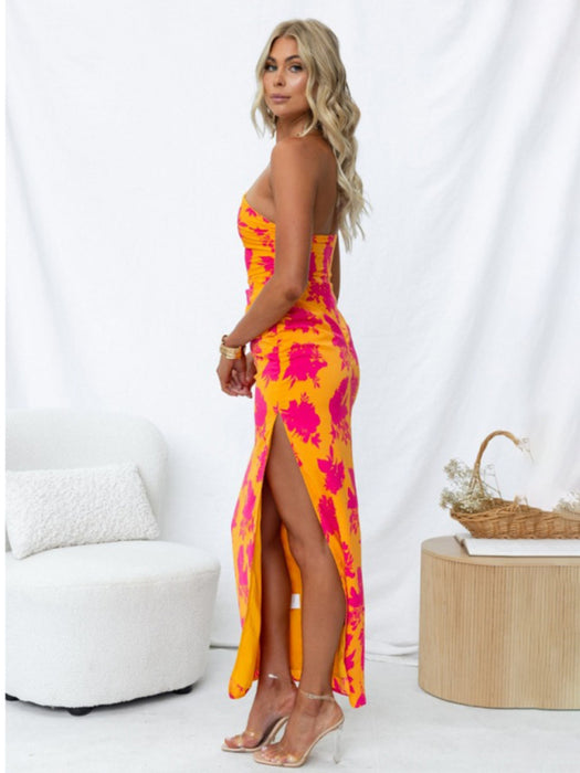 Floral Bohemian Sleeveless Maxi Dress with Backless Design