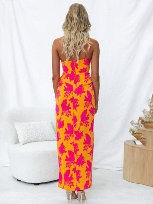 Floral Print Bohemian Backless Maxi Dress