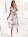 Floral Dream V-Neck Dress with Elegant Ruffle Sleeves