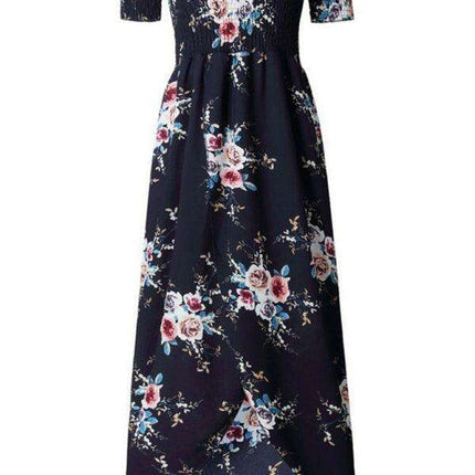 Floral Charm One-Shoulder Chiffon Maxi Dress
