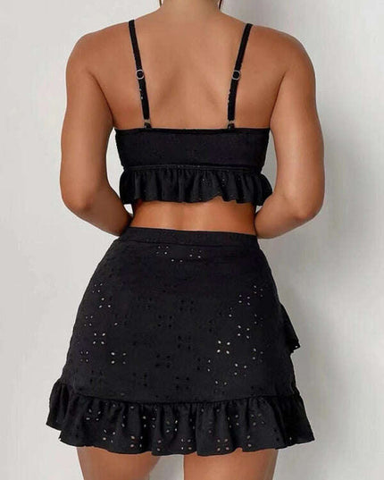 two piece swimsuit package hip skirt three piece swimsuit flash