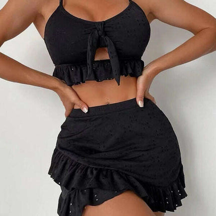 two piece swimsuit package hip skirt three piece swimsuit flash