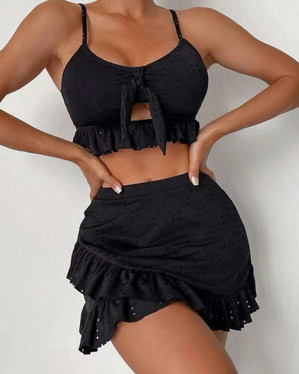 two piece swimsuit package hip skirt three piece swimsuit flash