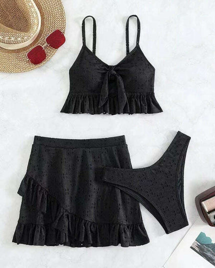 two piece swimsuit package hip skirt three piece swimsuit flash