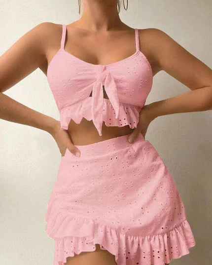 two piece swimsuit package hip skirt three piece swimsuit flash