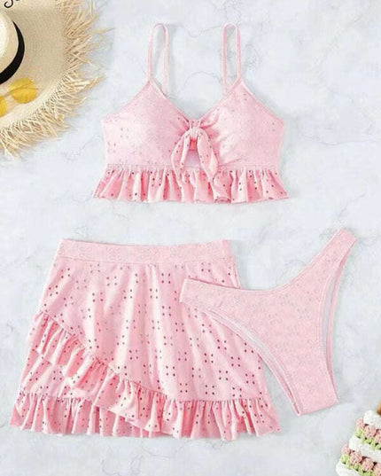 two piece swimsuit package hip skirt three piece swimsuit flash