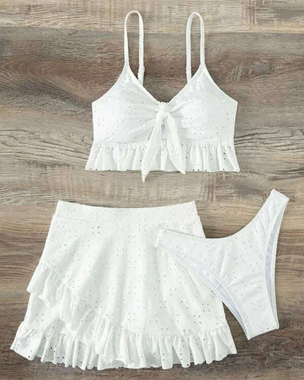 two piece swimsuit package hip skirt three piece swimsuit flash