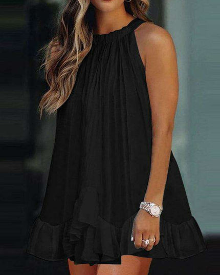 Chic Floral Halter Neck Maxi Dress with Ruffle Sleeves