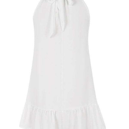 Chic Floral Halter Neck Maxi Dress with Ruffle Sleeves