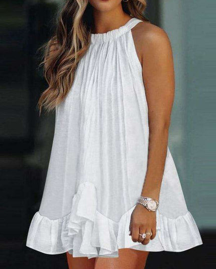 Chic Floral Halter Neck Maxi Dress with Ruffle Sleeves