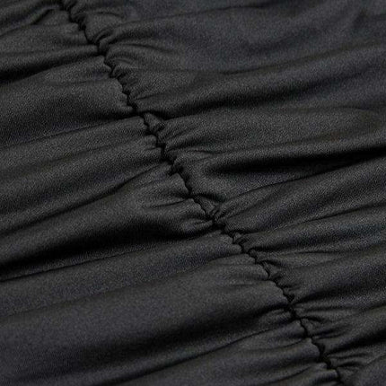 Elegant Backless V-Neck Pleated Mini Dress with Halter Neck for Women