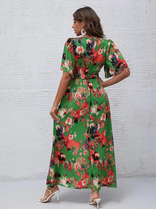 Boho Chic Floral Print V-Neck Summer Dress