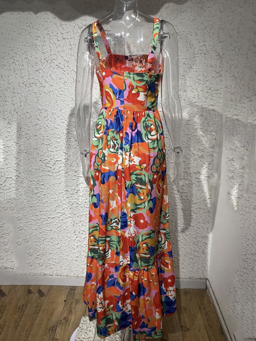 Women's Floral Print High Waist Sexy Camisole Dress