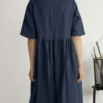 Casual Chic: Sleeveless Cotton Linen Dress with Functional Pockets for Everyday Wear