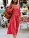Elegant Solid Color V-neck Long Sleeve Dress for Women