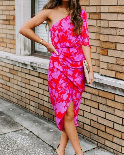 Charming Floral Off-Shoulder Chiffon Dress