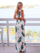 Plant Print Deep V Dress with Open Back for Women