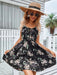 Elegant Elastic Waist Sleeveless Dress with Printed Skirt for Summer
