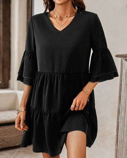 Effortlessly Elegant V-Neck Loose-Fit Dress for Every Occasion