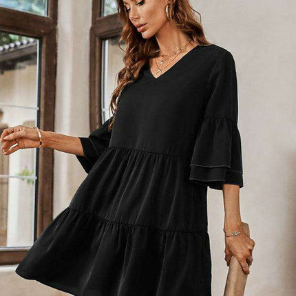 Effortlessly Elegant V-Neck Loose-Fit Dress for Every Occasion