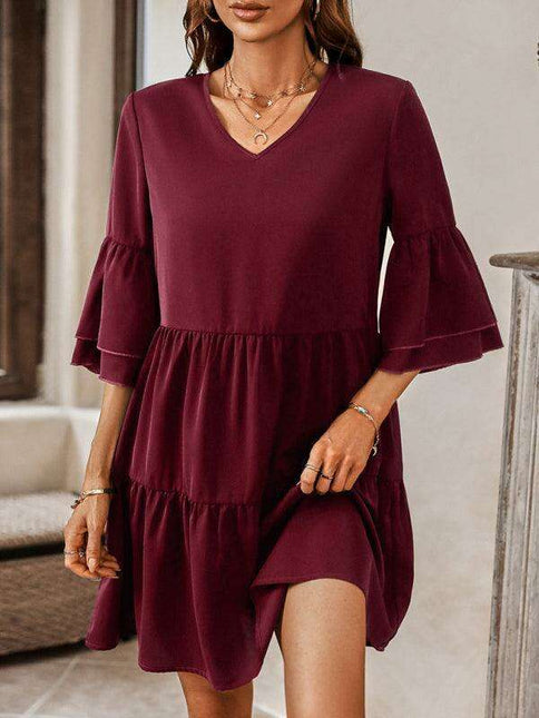 Effortlessly Elegant V-Neck Loose-Fit Dress for Every Occasion
