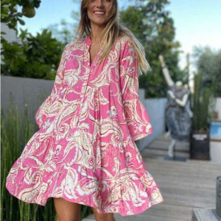 Boho Chic Layered Print Mini Dress