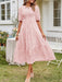 Elegant Jacquard Chiffon Pleated Dress - Women's Graceful Attire