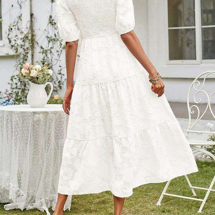 Graceful Jacquard Pleated Chiffon Evening Dress - Women's Elegant Attire